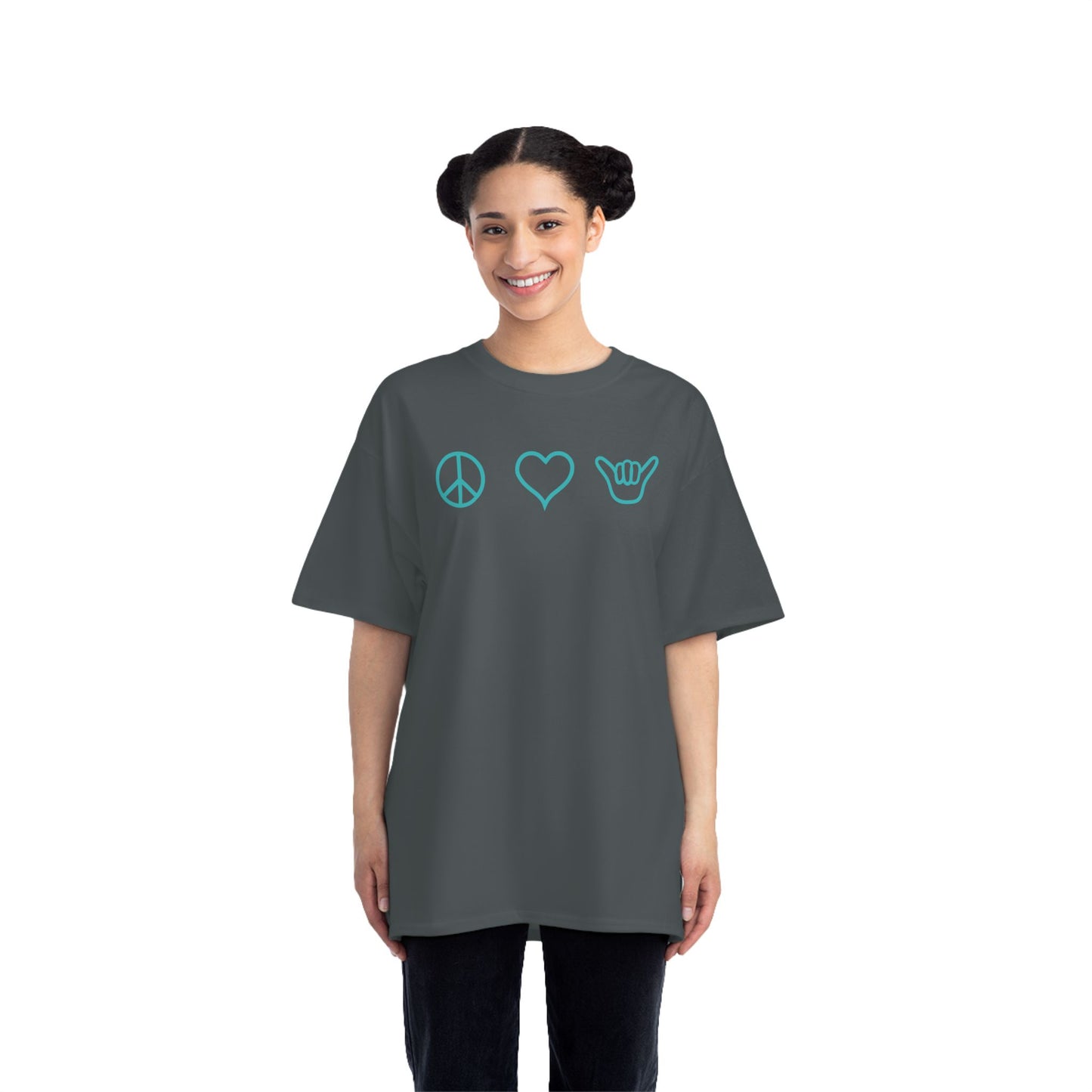 Peace Love Shaka Logo Aqua Tee