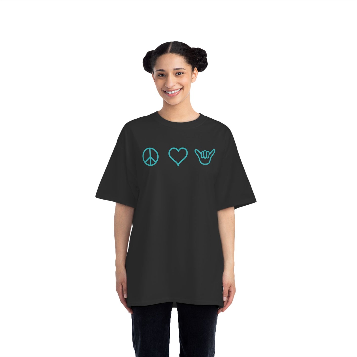 Peace Love Shaka Logo Aqua Tee