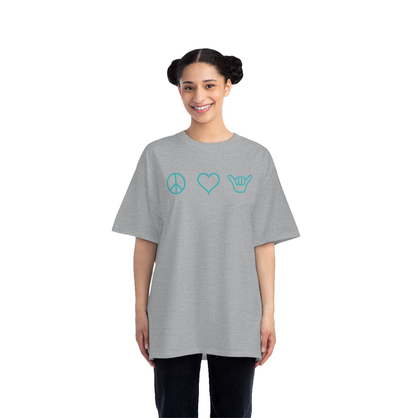 Peace Love Shaka Logo Aqua Tee