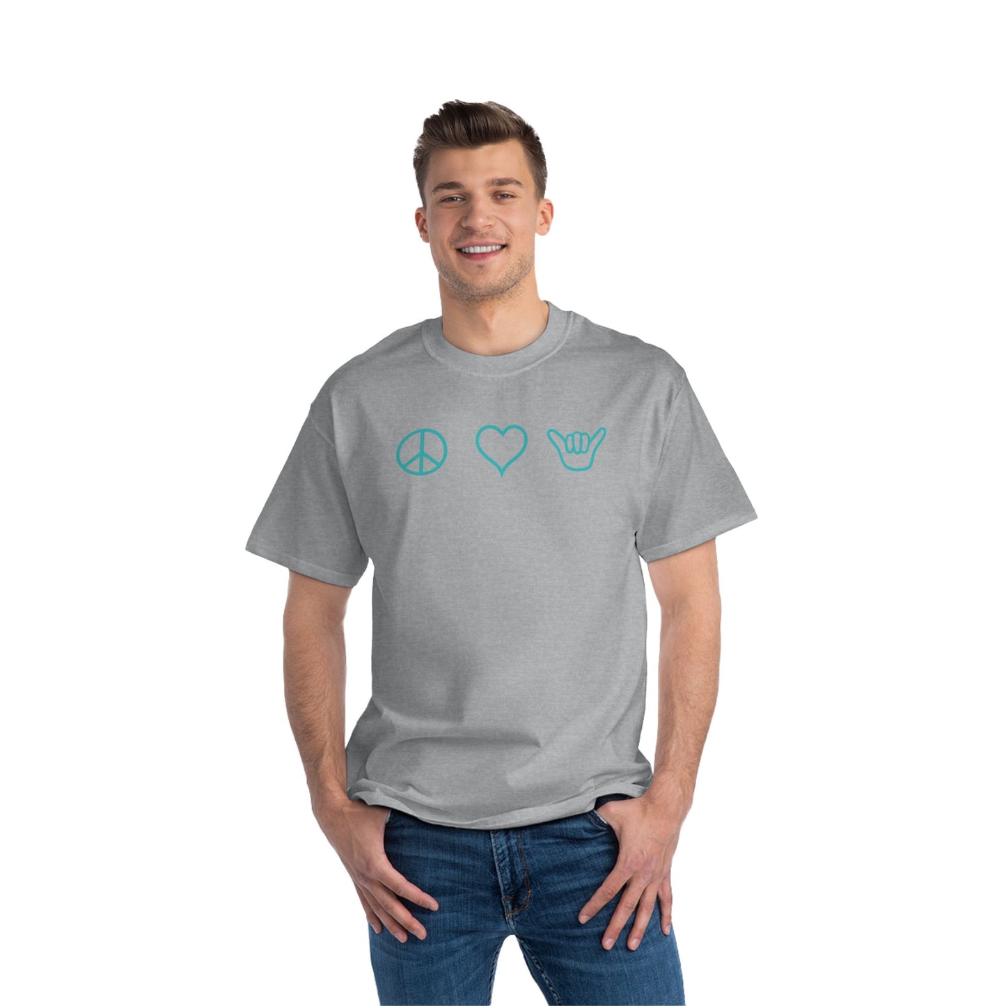 Peace Love Shaka Logo Aqua Tee
