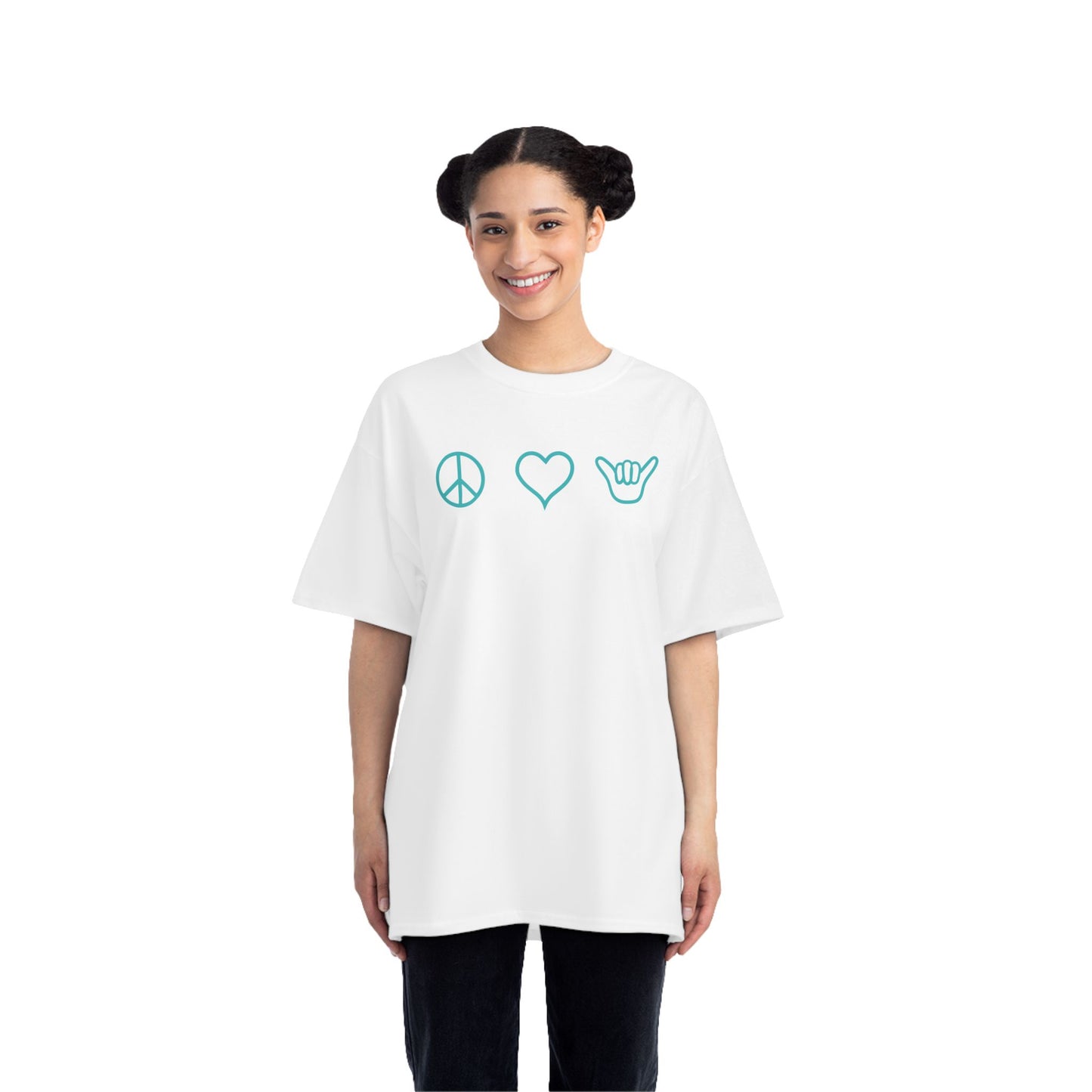 Peace Love Shaka Logo Aqua Tee