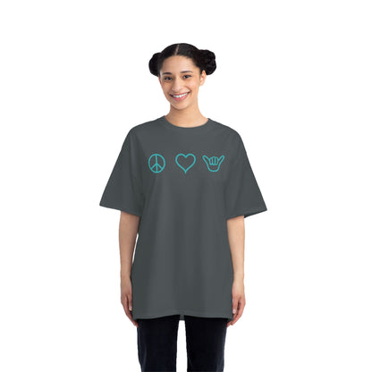 Peace Love Shaka Logo Aqua Tee