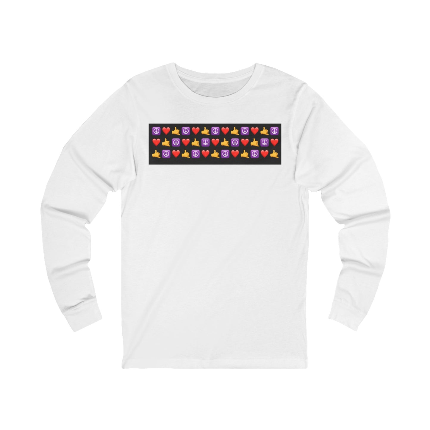 Emoji Peace Love Shaka on Repeat Long Sleeve Tee