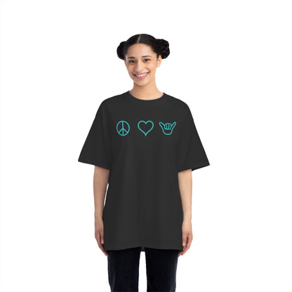 Peace Love Shaka Logo Aqua Tee