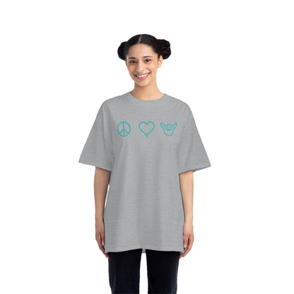 Peace Love Shaka Logo Aqua Tee