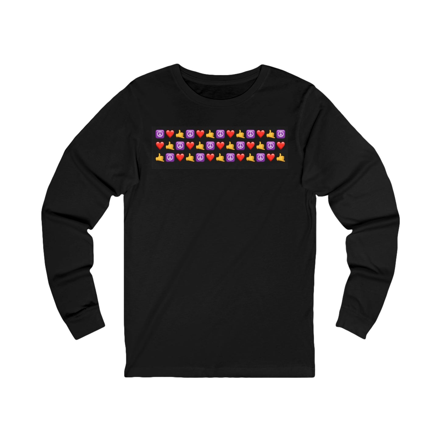 Emoji Peace Love Shaka on Repeat Long Sleeve Tee