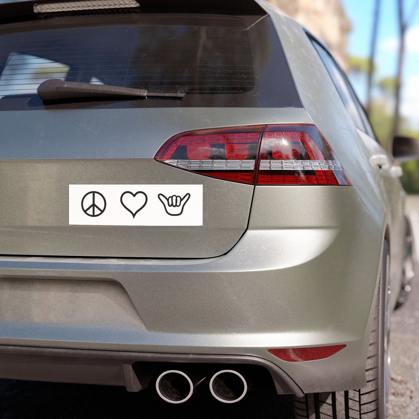 Peace Love Shaka Car Magnet — Minimalist Black Icon Magnetic Decal