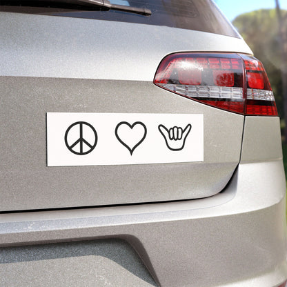 Peace Love Shaka Car Magnet — Minimalist Black Icon Magnetic Decal