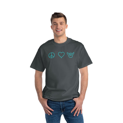 Peace Love Shaka Logo Aqua Tee