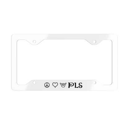 Peace Love PLS Metal License Plate Frame — Stainless Steel Peace/Heart/Hand Symbol Car Frame